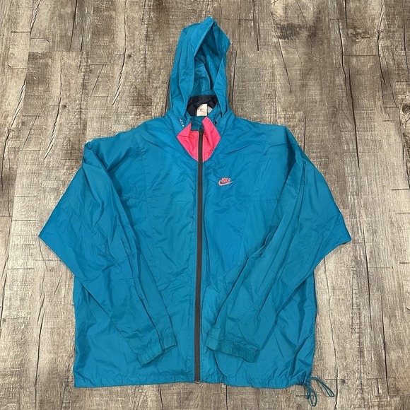 Nike Other - Vintage Nike Windrunner Windbreaker Jacket Teal Blue Hooded Full Zip Mens XL 90s